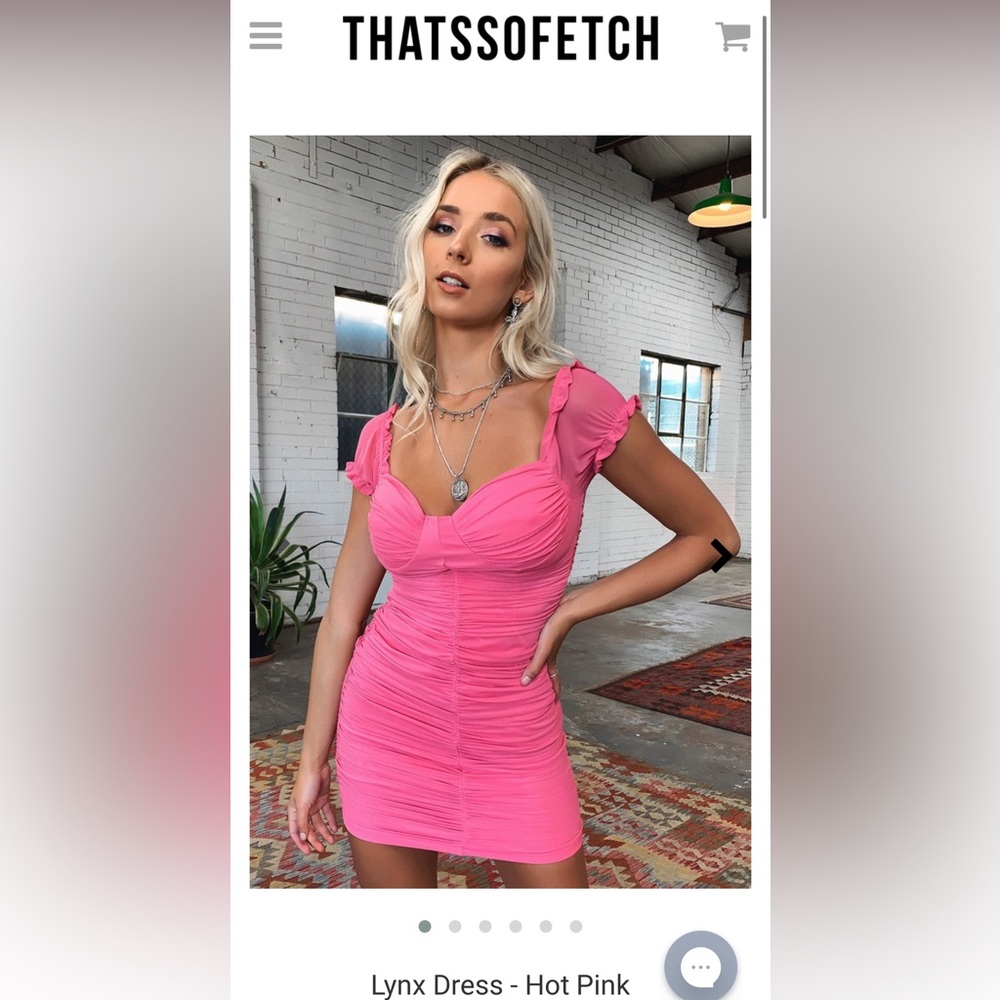 HOT PINK MINI RUCHED DRESS